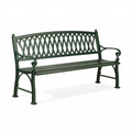 Gartenbank 150 x 62 x 88 cm aus Metall Dunkelgrün mit dekorativer Rückenlehne