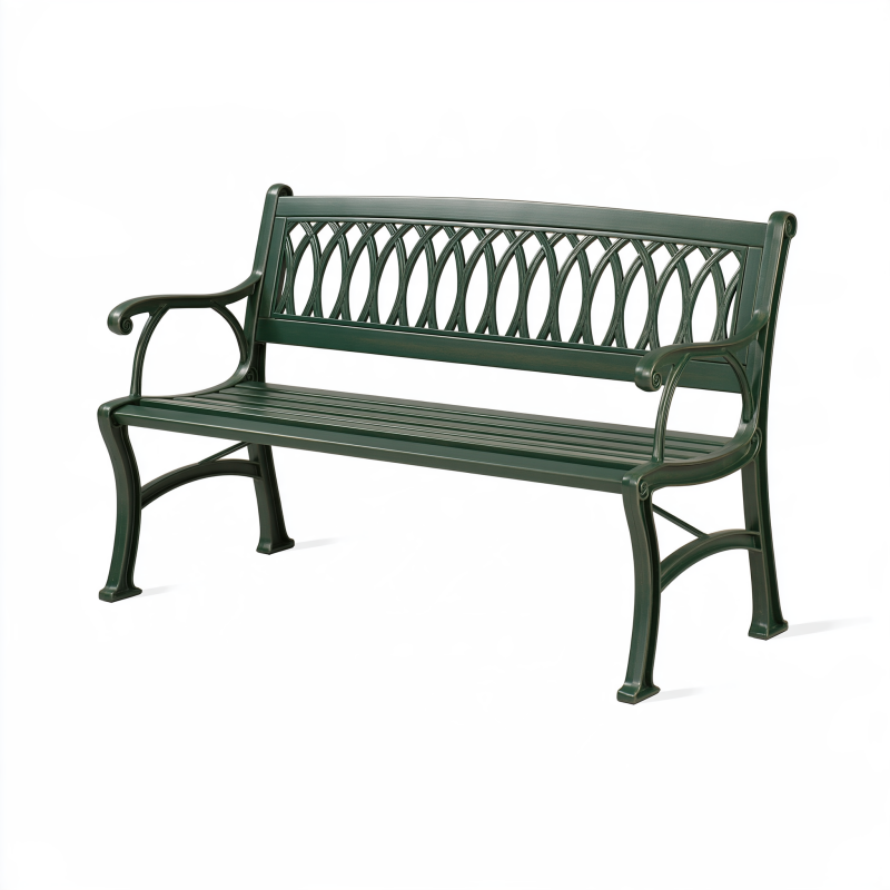 Gartenbank 125 x 60 x 85 cm aus Metall Dunkelgrün im klassischen Stil