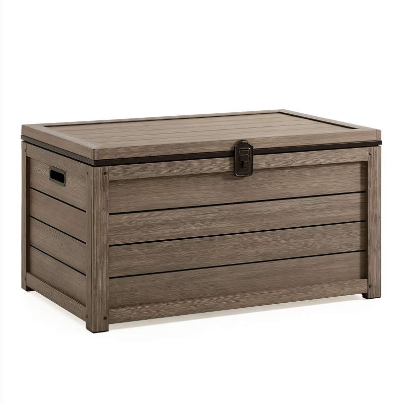 Aufbewahrungsbox 120 x 60 x 63 cm aus Kunststoff in Braun für Garten und Terrasse