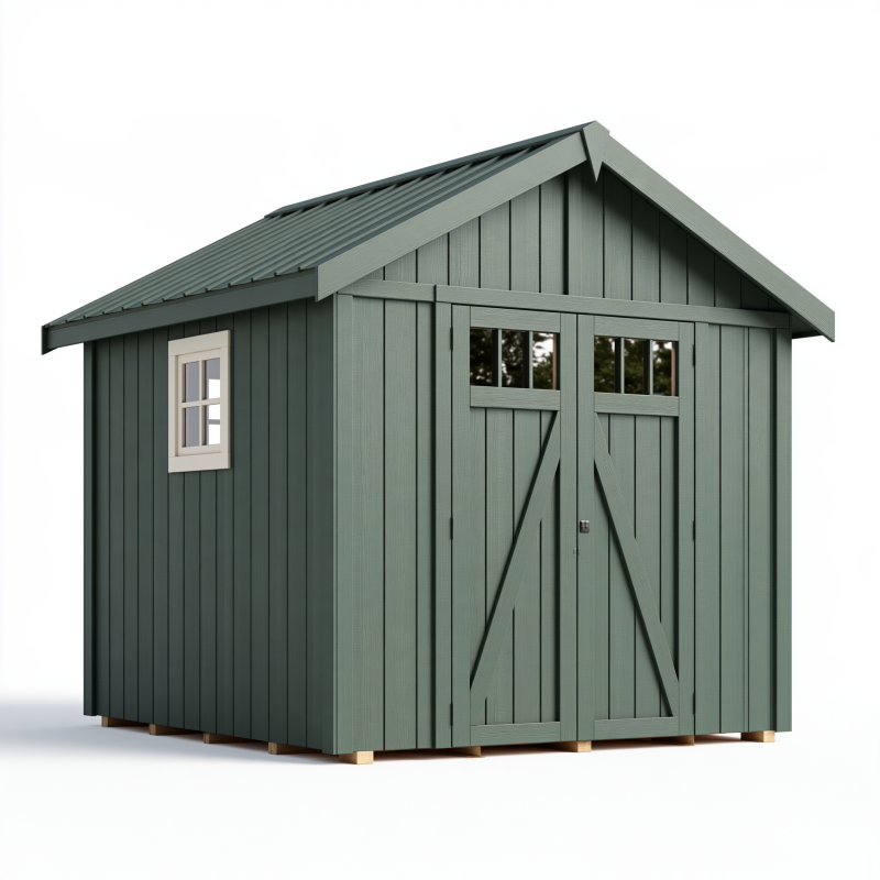 Gartenhaus 300 x 240 x 230 cm Holz Dunkelgrün mit Doppeltür