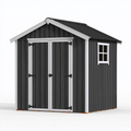 Gartenhaus 213 x 127 x 195 cm aus Stahl Anthrazit Hellgrau mit Doppeltür und Fenster