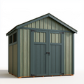 Gerätehaus 200 cm x 150 cm x 210 cm aus Holz in Grün mit Doppeltür im Landhausstil