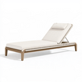 Gartenliege 200 x 75 x 90 cm in Beige mit Holzgestell und Geflecht verstellbar