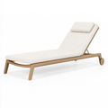 Sonnenliege 200 x 70 cm Holz Beige verstellbar mit Rollen