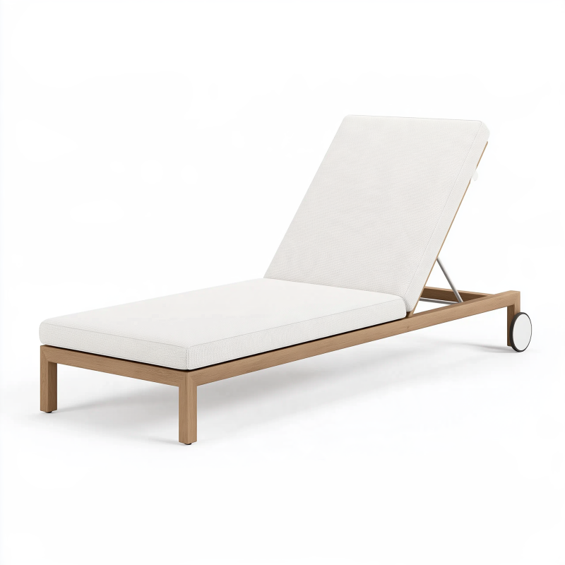Sonnenliege 200 x 70 cm Holz Beige mit verstellbarer Rückenlehne für den Außenbereich