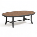 Ovaler Gartentisch 120 x 70 x 45 cm mit Holzoptikplatte und Metallgestell