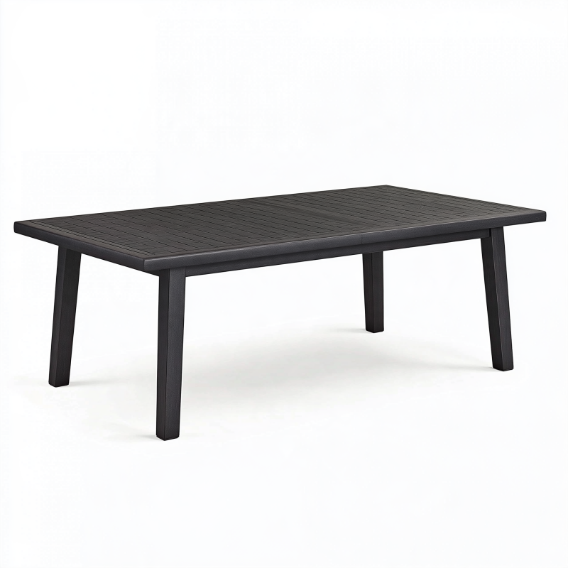 Gartentisch 180 x 90 x 75 cm Aluminium Schwarz rechteckig mit Lamellenplatte
