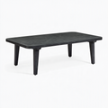 Niedriger Kunststoff-Gartentisch 120 x 70 x 42 cm Schwarz mit Lamellenoptik