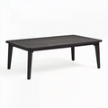 Gartentisch 120 x 60 x 45 cm Kunststoff Schwarz rechteckig mit Lamellenoptik