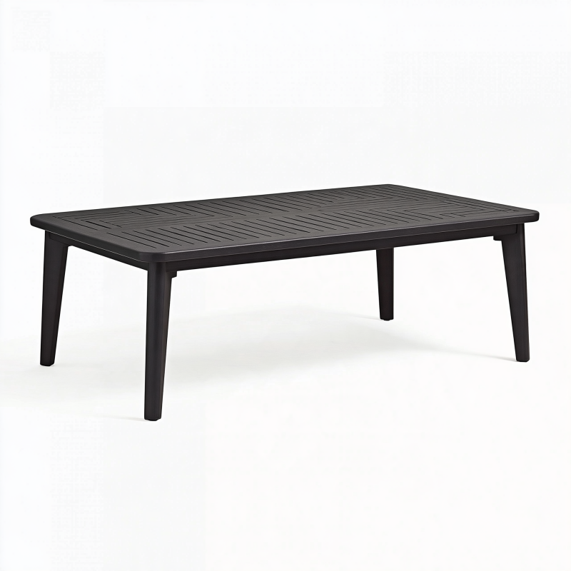 Gartentisch 120 x 60 x 45 cm Kunststoff Schwarz rechteckig mit Lamellenoptik