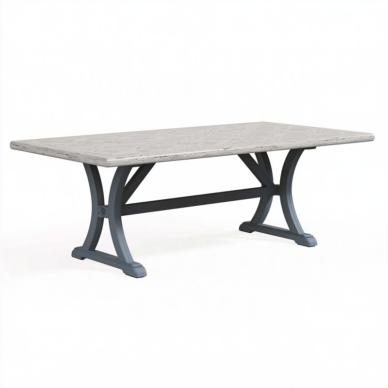 Gartentisch 200 x 100 x 75 cm Holzoptik Grau mit Metallgestell