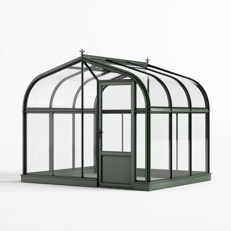 Gewächshaus 200 x 200 x 230 cm Metall Kunststoff Dunkelgrün für Garten mit Runddach