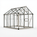 Gewächshaus 250 x 190 x 230 cm Aluminium und Glas transparent mit Tür und Dachfenster