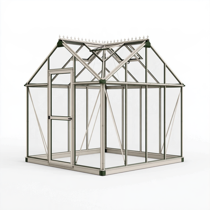 Gewächshaus 190 x 190 x 195 cm Aluminium Transparent mit Tür und Dachfenster