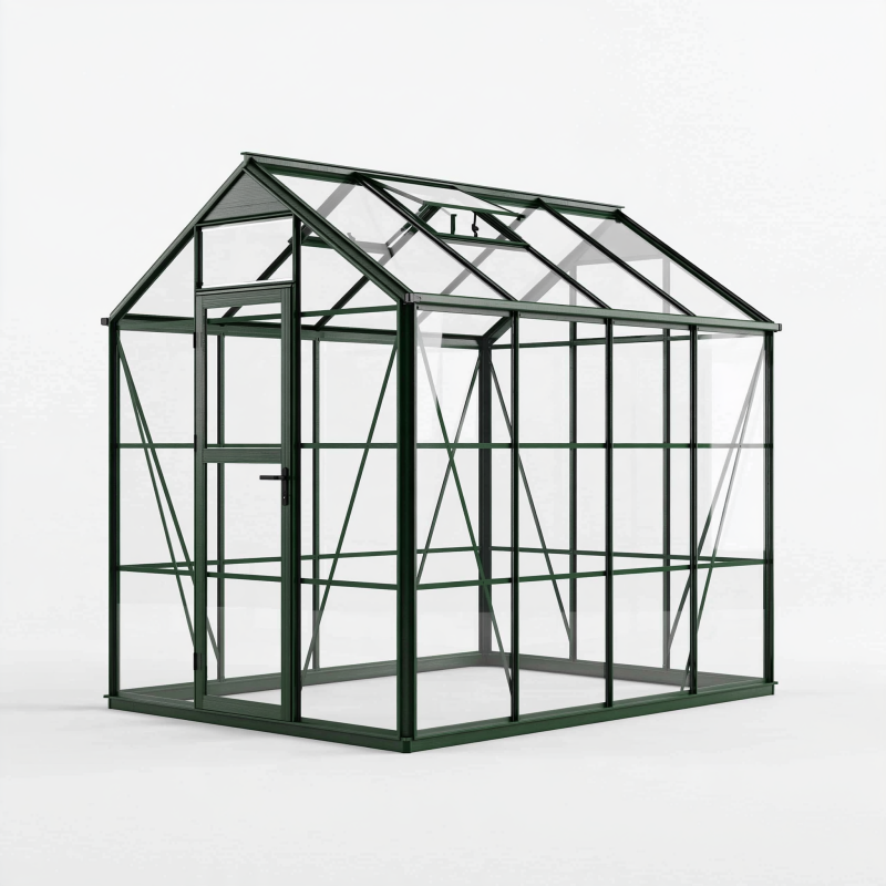 Gewächshaus 190 x 190 x 195 cm Aluminium Grün mit transparenten Paneelen - freistehend
