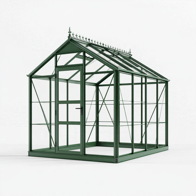 Garten Gewächshaus 190 x 190 x 240 cm Metall Glas Grün freistehend
