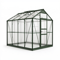 Gewächshaus 190 x 190 x 195 cm Aluminium Grün mit Polycarbonatplatten und Schiebetür