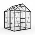 Garten Gewächshaus 190 x 190 x 195 cm Aluminium Schwarz Transparent mit Tür und Dachfenster