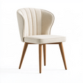 Polsterstuhl 55 x 60 x 82 cm Stoff Creme Holzbeine Esszimmer Modern