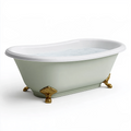 Freistehende Badewanne 170 x 75 x 68 cm Acryl Weiß Hellgrün mit goldfarbenen Füßen im klassischen Stil