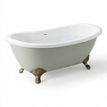 Freistehende Badewanne 170 x 75 x 68 cm aus Acryl in Hellgrün Weiß mit Metallfüßen im Vintage-Stil